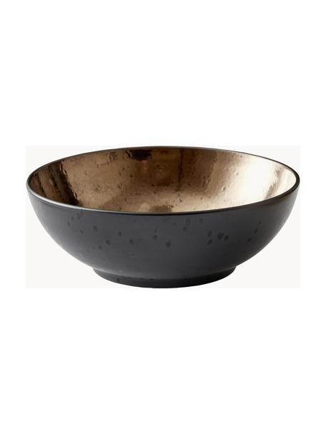 Ensaladera Gasper, Cerámica de gres, Negro, dorado, Ø 30 x Al 11 cm