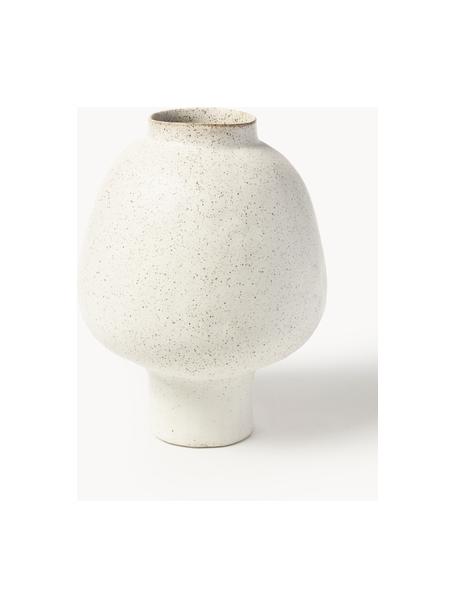 Handgefertigte Design-Vase Saki aus Steinzeug, H 32 cm, Steinzeug, Off White, gesprenkelt, Ø 25 x H 32 cm