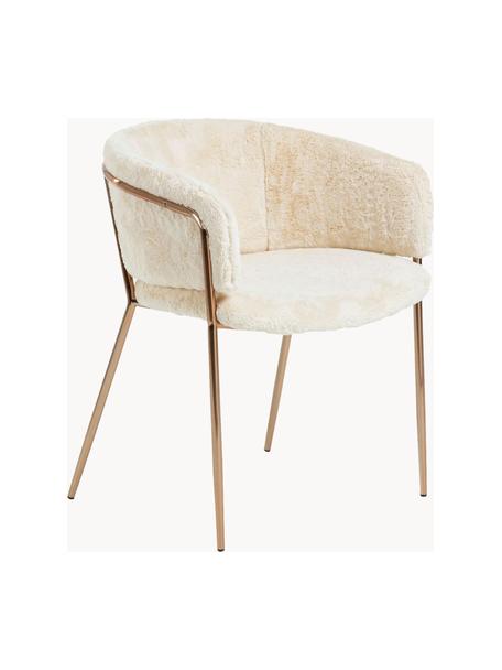 Plyšové židle s područkami Runie, 2 ks, Krémově bílá, zlatá, Š 58 cm, H 58 cm