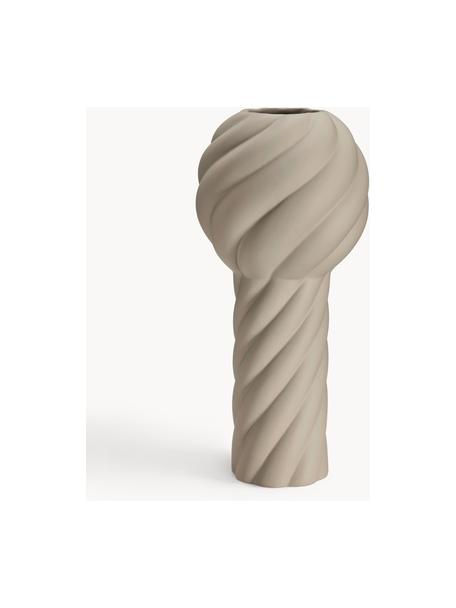 Handbemalte Keramik-Vase Twist Pillar, H 34 cm, Keramik, Hellbeige, Ø 16 x H 34 cm