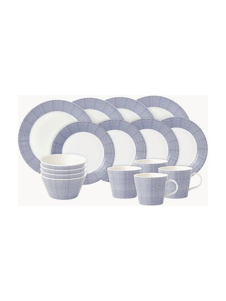 Sada porcelánového nádobí Pacific Blue, pro 4 osoby (16 dílů), Porcelán, Tečky, Pro 4 osoby (16 dílů)