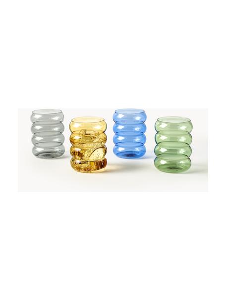 Vasos de colores soplado artesanalmente Bubbly, 4 uds., Vidrio de borosilicato, Multicolor transparente, Ø 8 x Al 10 cm