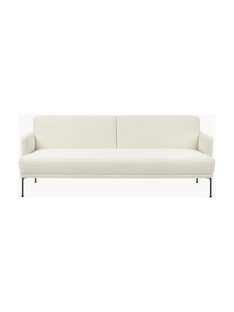 Divano letto 3 posti in teddy Fluente, Rivestimento: Teddy (100% poliestere) C, Struttura: legno di pino massiccio, , Piedini: metallo verniciato a polv, Teddy bianco crema, Larg. 220 x Prof. 88 cm