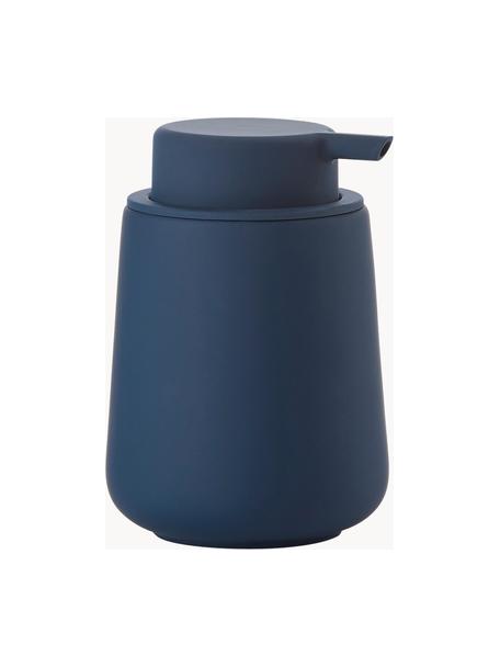 Dosificador de jabón de porcelana Nova One, Recipiente: porcelana, Dosificador: plástico, Azul, Ø 8 x Al 12 cm