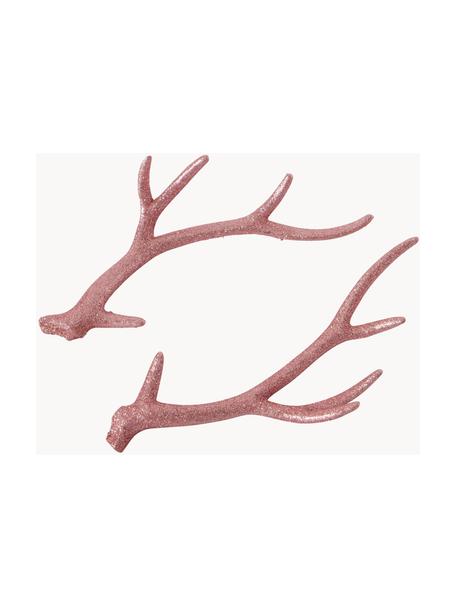 Set de piezas decorativas astas Crany, 2 uds., Plástico, Rosa palo, An 16 x Al 30 cm