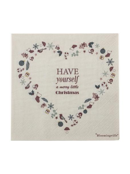 Tovaglioli di carta con motivo invernale Paia, 20 pz, Carta, Beige, rosso, Larg. 33 x Lung. 33 cm