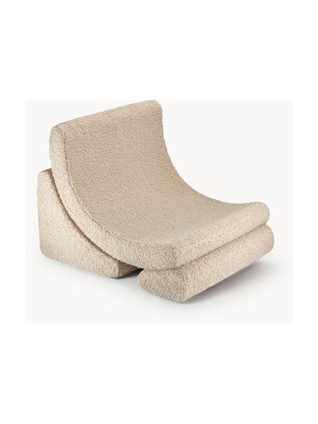 Fauteuil pour enfant en peluche fait main Moon, Peluche beige clair, larg. 55 x prof. 80 cm