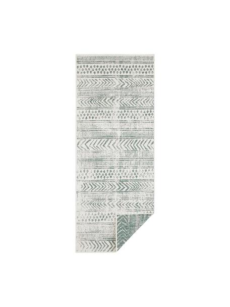 Gemusterter In- & Outdoor-Wendeläufer Biri, 100% Polypropylen, Grün, Cremeweiß, B 80 x L 250 cm