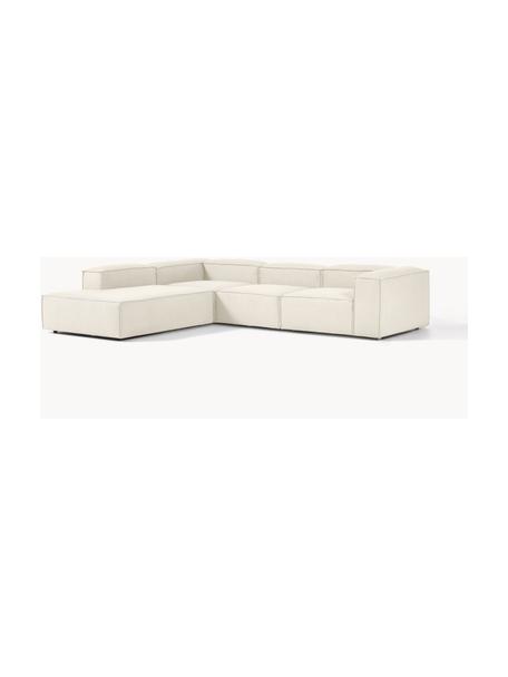 Narożna sofa modułowa XL Lennon, Tapicerka: 100% poliester Dzięki tka, Stelaż: lite drewno, sklejka, Nogi: tworzywo sztuczne, Tkanina w odcieniu złamanej bieli, S 329 x G 269 cm, lewostronna