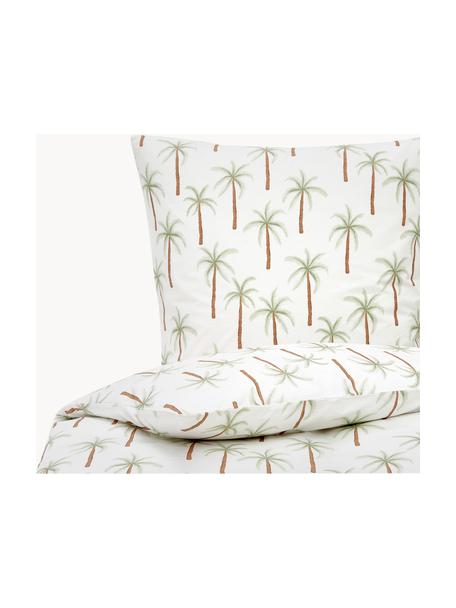 Perkal dekbedovertrek Martha van biokatoen met palmboom print, Weeftechniek: perkal Draaddichtheid 180, Wit met palmboom print, 155 x 220 cm + 1 kussenhoes 80 x 80 cm
