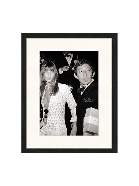 Ingelijste print Serge Gainsbourg & Jane Birkin, Lijst: beukenhout FSC-gecertific, Zwart, gebroken wit, B 33 x H 43 cm