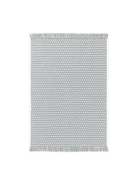 In- & outdoor vloerkleed Morty met franjes, 100% polyester (PET, gerecycled), Grijs, gebroken wit, B 200 x L 300 cm (maat L)