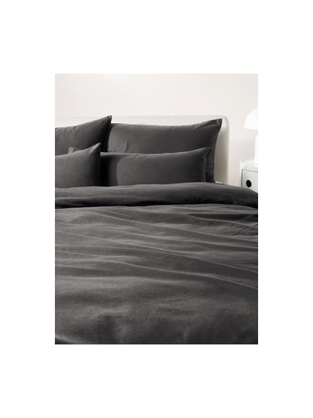 Flanell-Bettdeckenbezug Biba aus Baumwolle in Dunkelgrau, Webart: Flanell Flanell ist ein k, Dunkelgrau, B 135 x L 200 cm