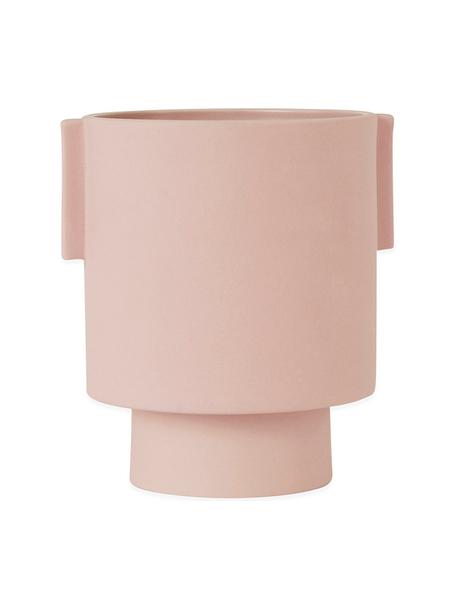 Ręcznie wykonana osłonka na doniczkę z ceramiki Ika, Ceramika, Blady różowy, Ø 15 x W 16 cm