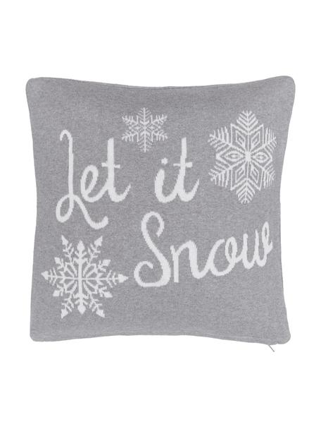 Kissenhülle Let It Snow, 100 % gekämmte Baumwolle, Hellgrau, B 40 x L 40 cm