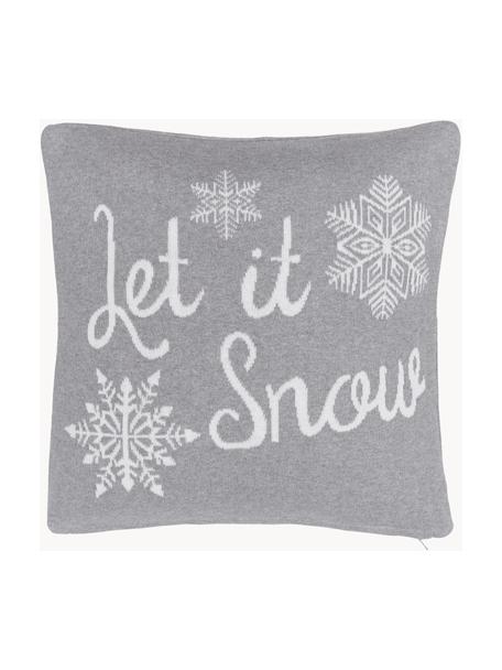Kissenhülle Let It Snow, 100 % gekämmte Baumwolle, Hellgrau, Weiß, B 40 x L 40 cm
