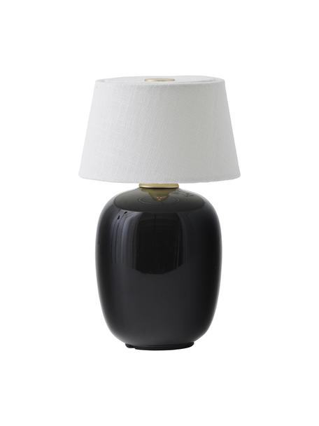 Lámpara de mesa regulable Nusa, con puerto USB, Pantalla: tela, Cable: plástico, Blanco, negro, Ø 12 x Al 20 cm