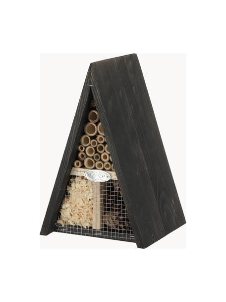 Hôtel pour insectes en bois de pin Wigwam, Noir, beige, larg. 18 x prof. 27 cm