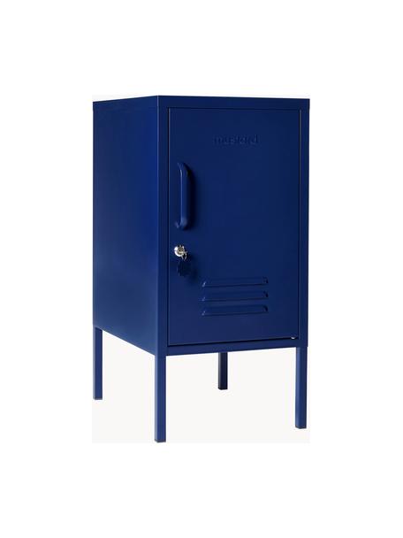 Table de chevet en métal The Shorty, Acier, revêtement par poudre, Bleu foncé, Charnière à droite