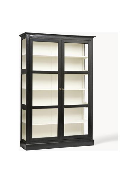 Handbeschilderde vitrine Classic, Zwart, crèmewit, Ø 142 x H 212 cm