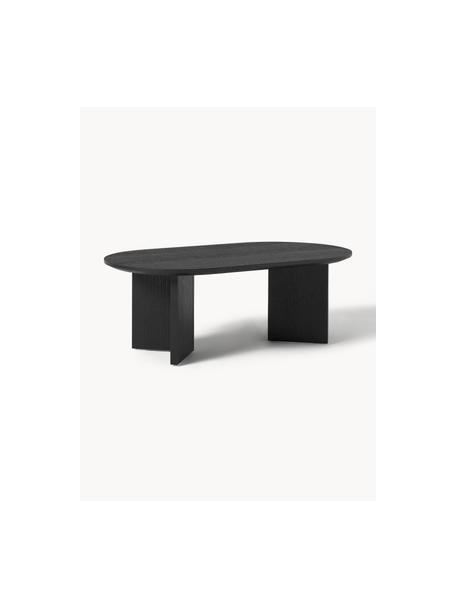 Mesa de centro ovalada de madera Toni, Tablero de fibras de densidad media (MDF) chapado en madera de roble pintado, Negro, An 100 x F 55 cm