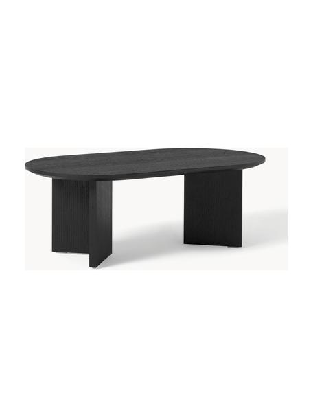 Table basse ovale en bois Toni, MDF avec placage en bois de chêne, laqué, Noir, Ø 100 x haut. 55 cm