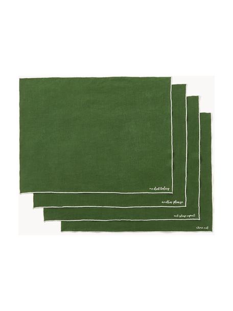 Sets de table en lin avec broderie Cosmo, 4 pièces, 100 % coton

Le matériau est certifié STANDARD 100 OEKO-TEX®, 4854CIT, CITEVE, Vert foncé, larg. 40 x long. 50 cm