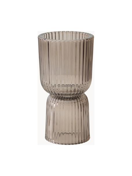 Teelichthalter Corri, Glas, Beige, Ø 9 x H 17 cm