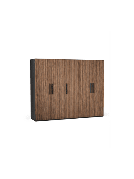 Armadio componibile ad ante girevoli Simone, larg. 250 cm, diverse varianti, Effetto legno di noce, nero, Interno Basic, alt. 200 cm