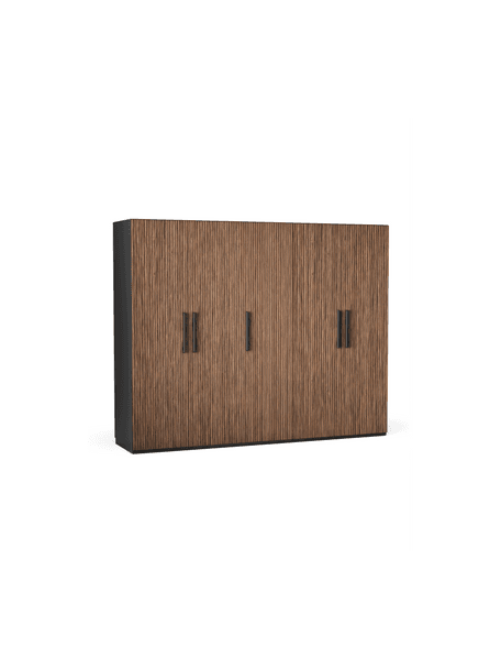 Modulární skříň ve vzhledu ořechového dřeva s otočnými dveřmi Simone, šířka 250 cm, více variant, Vzhled ořechového dřeva, černá, Interiér Basic, výška 200 cm