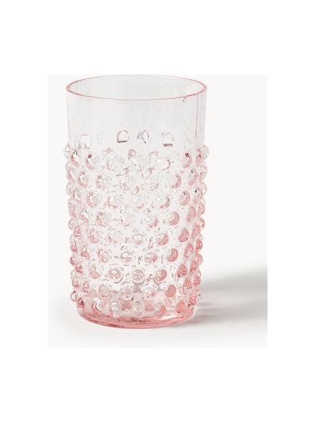 Bicchieri per acqua fatti a mano con rilievo Hobnail 6 pz, Vetro, Rosa, Ø 7 x Alt. 11 cm, 200 ml