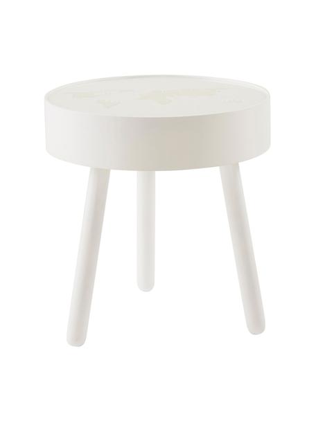 Table ronde bois blanc avec éclairage LED intégré Monroy, Blanc, Ø 40 x haut. 42 cm