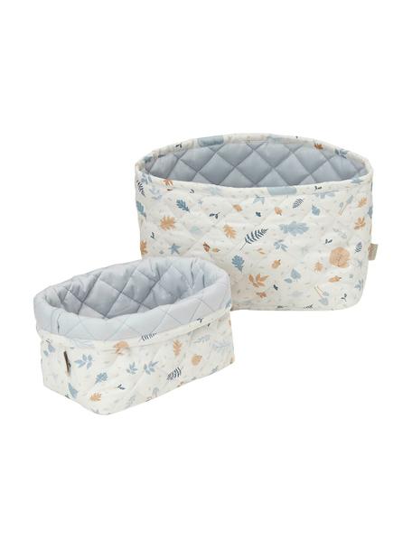 Aufbewahrungskörbe-Set Forest aus Bio-Baumwolle, 2-tlg., Bezug: 100 % Bio-Baumwolle, OCS-, Weiß, Blau, Orange, Set mit verschiedenen Größen