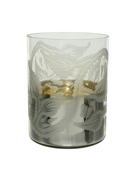 Kleines Windlicht Jagna, Glas, Transparent, Silberfarben, Ø 13 x H 17 cm