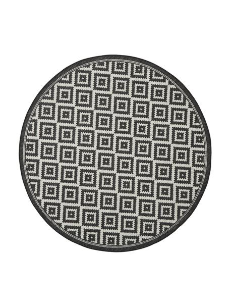 Runder In- & Outdoor-Teppich Miami, 70% Polypropylen, 30% Polyester, Schwarz, Weiß, Ø 140 cm (Größe M)