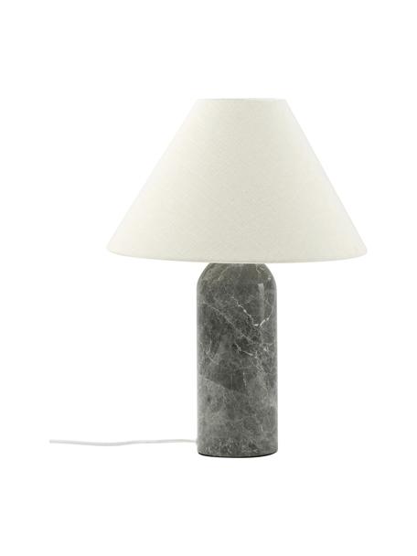 Grosse Tischlampe Gia mit Marmorfuss in Dunkelgrau, Lampenschirm: 50% Leinen, 50% Polyester, Grau, Ø 46 x H 60 cm
