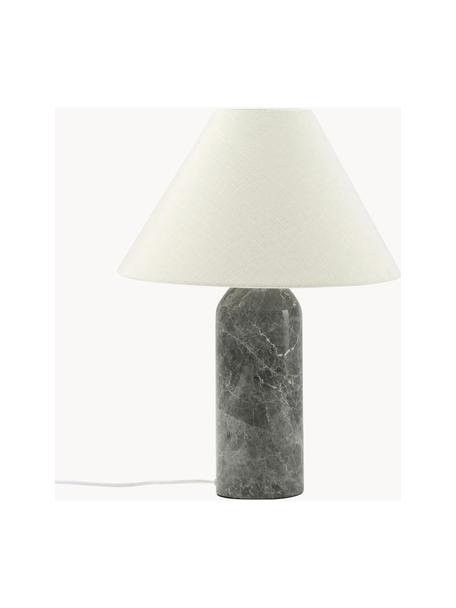 Lampada da tavolo grande con base in marmo Gia, Paralume: 50% lino, 50% poliestere, Base della lampada: marmo, Beige, grigio scuro, marmorizzato, Ø 46 x Alt. 60 cm