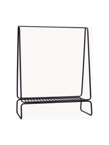 Metalen kledingstang Apply met plank, Gecoat metaal, Zwart, B 122 x H 154 cm