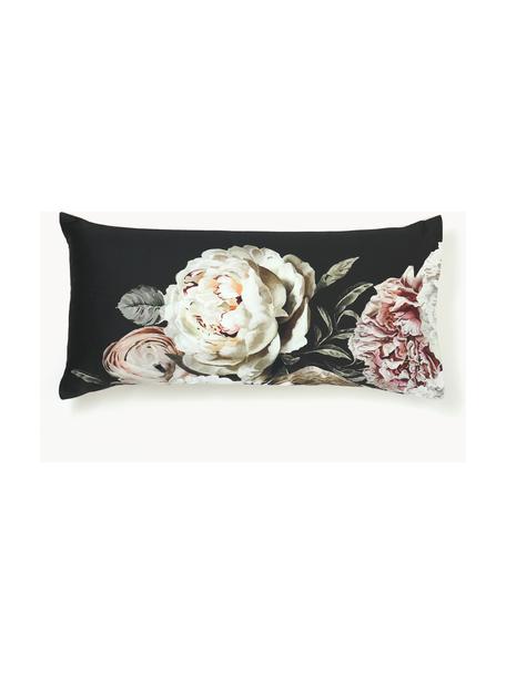 Obliečka na vankúš z bavlneného saténu s kvetinovou potlačou Blossom, 2 ks, Čierna, viacfarebná, Š 40 x D 80 cm