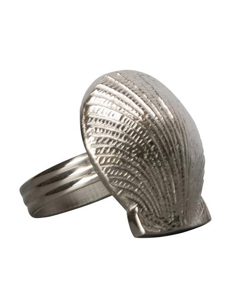 Servetringen Shell in zilverkleurig, 6 stuks, Aluminiumkleurig, Zilverkleurig, Ø 4 cm