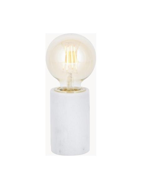 Petite lampe ampoule nue à poser en marbre Siv, Blanc, marbré, Ø 6 x haut. 10 cm