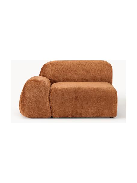 Hoekmodule Wolke van teddy-bouclé, Bekleding: teddy-bouclé (100% polyes, Poten: kunststof Dit product is , Teddy-bouclé terracotta, B 128 x D 118 cm, hoekdeel links