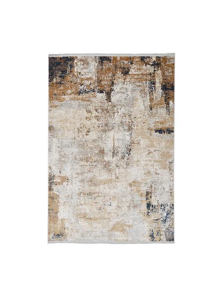 Alfombra de pelo corto con flecos Verona, Parte superior: 50% viscosa, 50% acrílico, Reverso: poliéster, Beige, marrón, azul oscuro, An 130 x L 190 cm (Tamaño S)