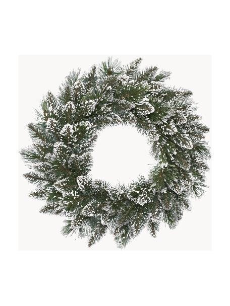 Weihnachtskranz Finley, beschneit, Kunststoff, Grün, Weiß, Ø 50 x H 15 cm