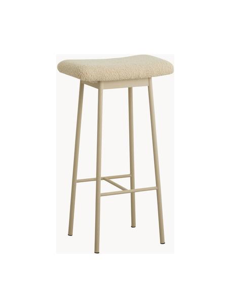Teddy barkruk Zala, Bekleding: 100% polyester (teddyvach, Frame: gepoedercoat metaal, Teddy beige, B 42 x H 72 cm