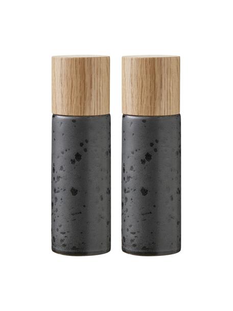 Moulins à sel et poivre Bizz, 2 élém., Noir, bois de chêne, Ø 5 x haut. 17 cm