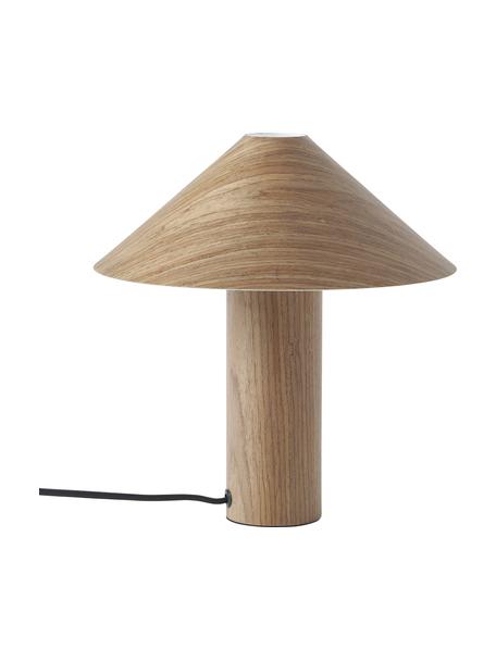 Kleine tafellamp Ernesto van hout, Lampenkap: eikenhoutfineer, Lampvoet: eikenhoutfineer, Houtkleurig, Ø 30 x H 32 cm