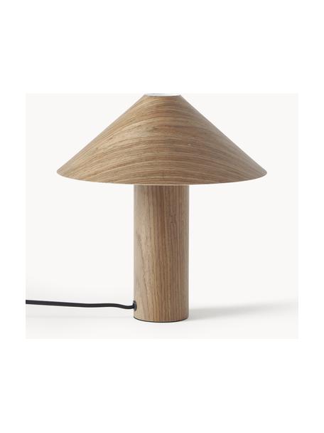 Malá stolová lampa z dreva Ernesto, Hnedá mramorovaná, biela, Ø 30 x V 32 cm