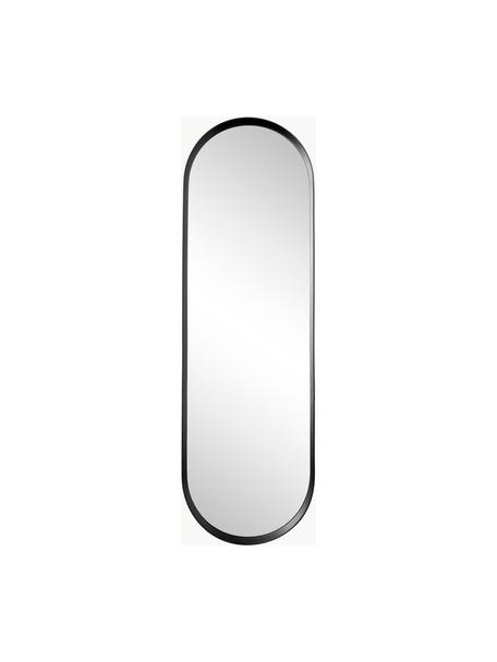 Specchio ovale da parete Norm, Cornice: alluminio verniciato a po, Superficie dello specchio: lastra di vetro, Nero, Larg. 40 x Alt. 130 cm