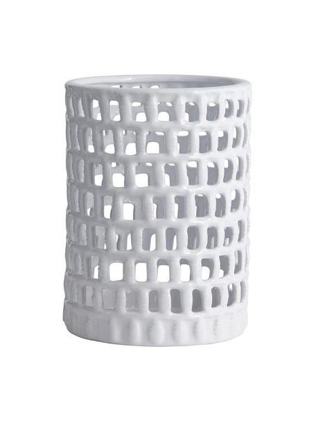 Portacandela in ceramica Wake, Ceramica, Bianco, Ø 15 x Alt. 21 cm